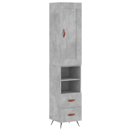 vidaXL Ντουλάπι Γκρι Σκυροδέματος 34,5x34x180 εκ. Επεξεργασμένο Ξύλο
