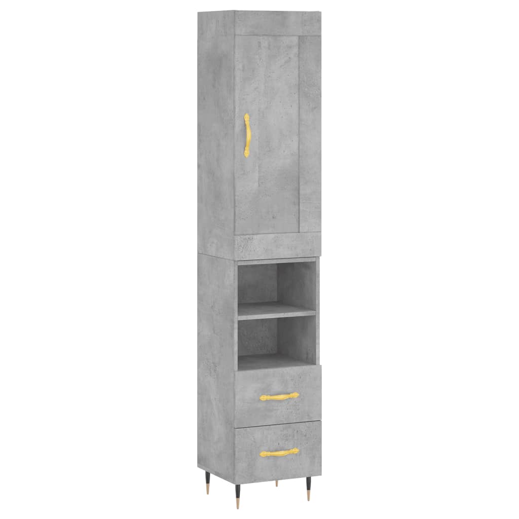 vidaXL Ντουλάπι Γκρι Σκυροδέματος 34,5x34x180 εκ. Επεξεργασμένο Ξύλο