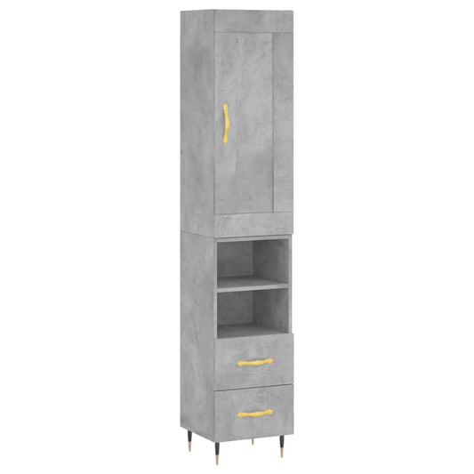 vidaXL Ντουλάπι Γκρι Σκυροδέματος 34,5x34x180 εκ. Επεξεργασμένο Ξύλο