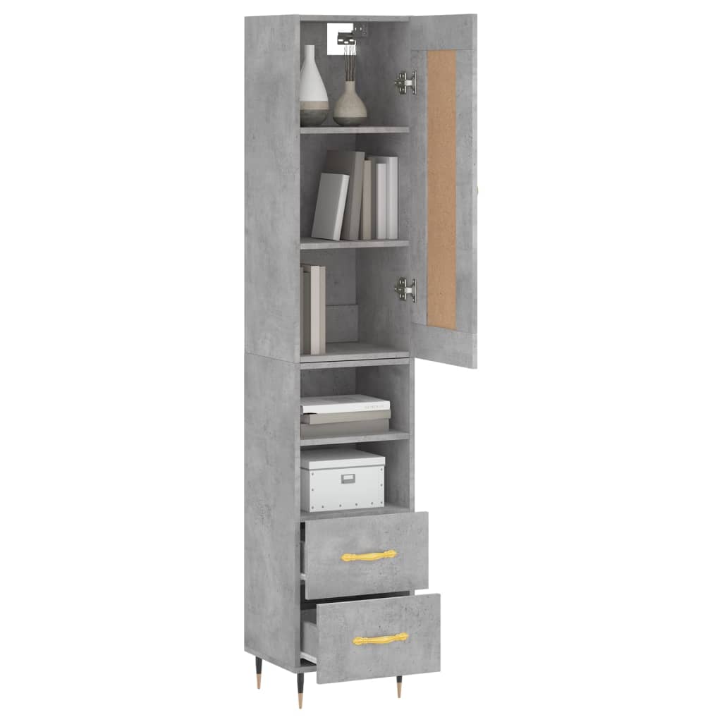 vidaXL Ντουλάπι Γκρι Σκυροδέματος 34,5x34x180 εκ. Επεξεργασμένο Ξύλο