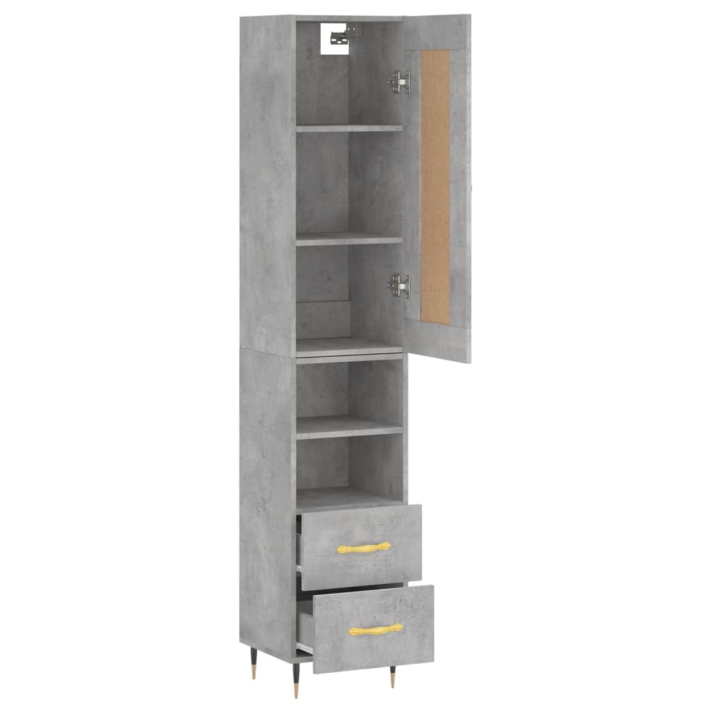 vidaXL Ντουλάπι Γκρι Σκυροδέματος 34,5x34x180 εκ. Επεξεργασμένο Ξύλο