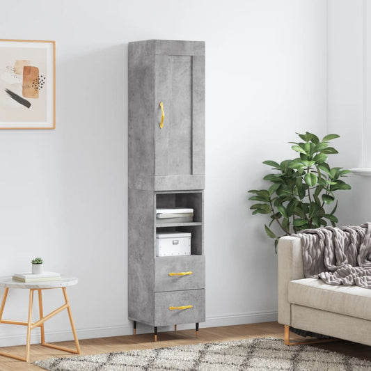 vidaXL Ντουλάπι Γκρι Σκυροδέματος 34,5x34x180 εκ. Επεξεργασμένο Ξύλο