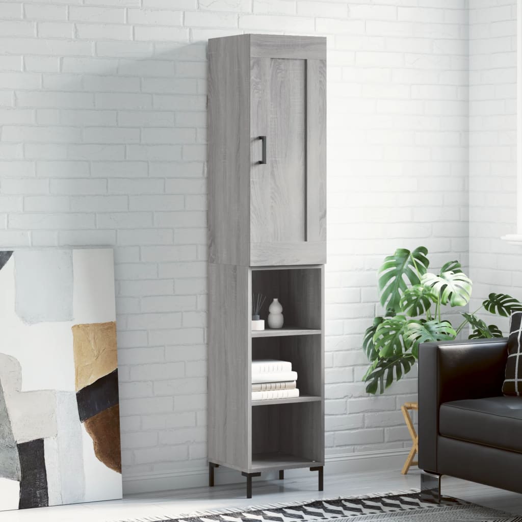 vidaXL Μπουφές Sonoma Γκρι 34,5 x 34 x 180 εκ. από Επεξεργασμένο Ξύλο