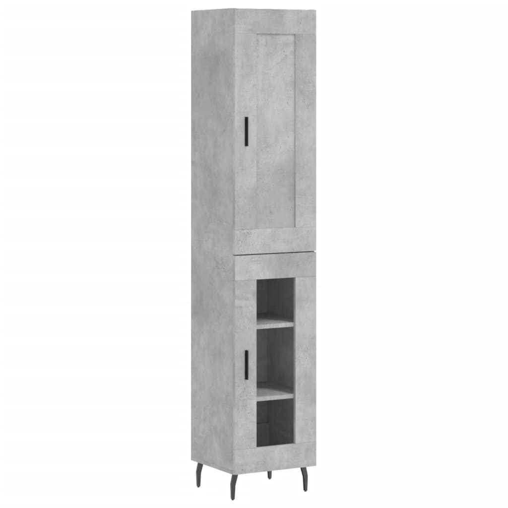 vidaXL Ντουλάπι Γκρι Σκυροδέματος 34,5x34x180 εκ. Επεξεργασμένο Ξύλο