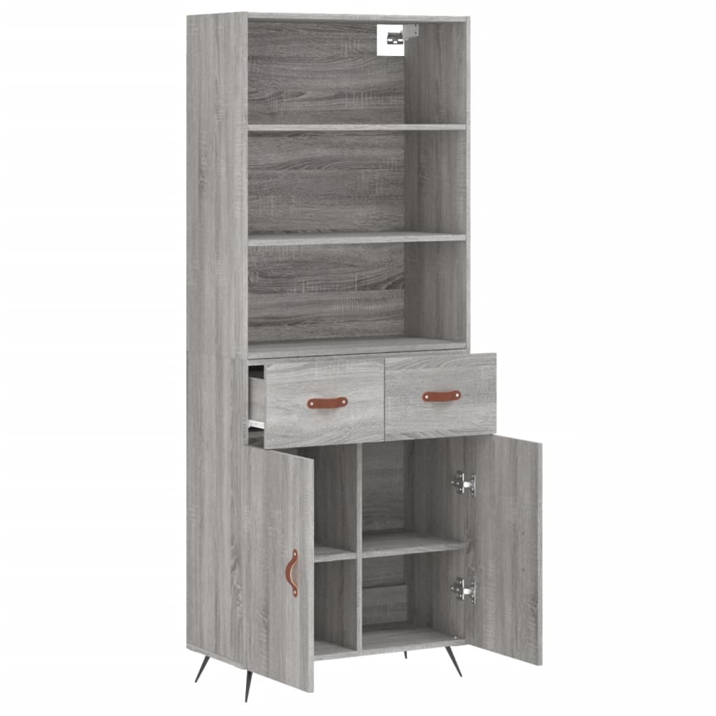 vidaXL Ντουλάπι Γκρι Sonoma 69,5 x 34 x 180 εκ. Επεξεργασμένο Ξύλο