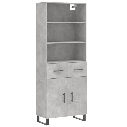 vidaXL Ντουλάπι Γκρι Σκυροδέματος 69,5x34x180 εκ. Επεξεργασμένο Ξύλο