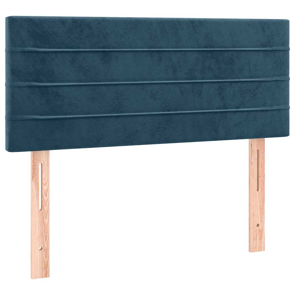 vidaXL Κρεβάτι Boxspring με Στρώμα Σκούρο Μπλε 90x200 εκ. Βελούδινο