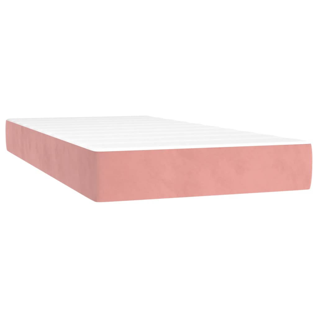 vidaXL Κρεβάτι Boxspring με Στρώμα Ροζ 90x200 εκ. Βελούδινο