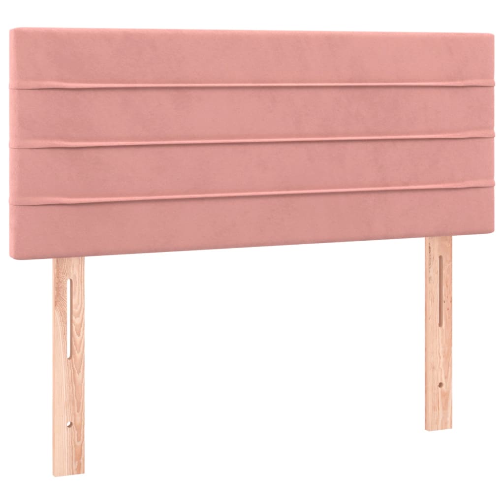 vidaXL Κρεβάτι Boxspring με Στρώμα Ροζ 90x200 εκ. Βελούδινο