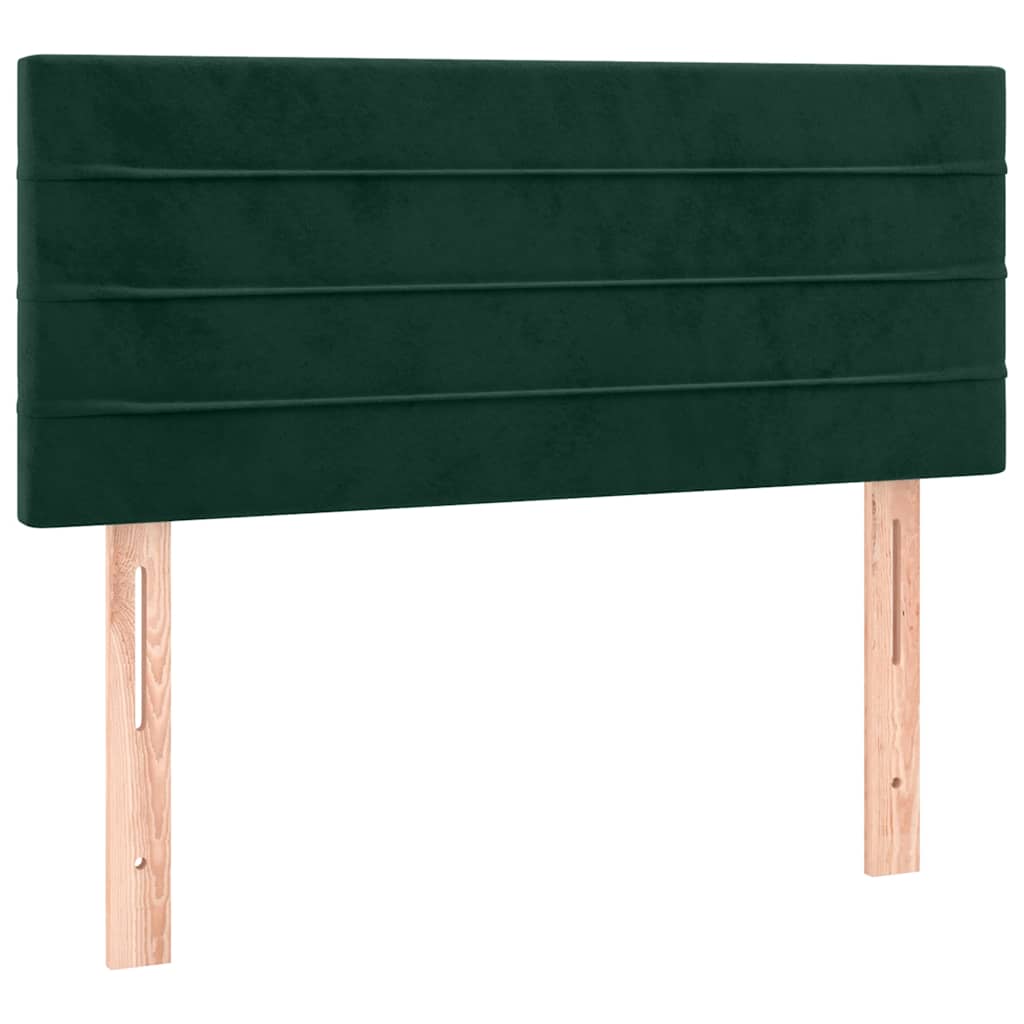 vidaXL Κρεβάτι Boxspring με Στρώμα Σκούρο Πράσινο 100x200εκ. Βελούδινο