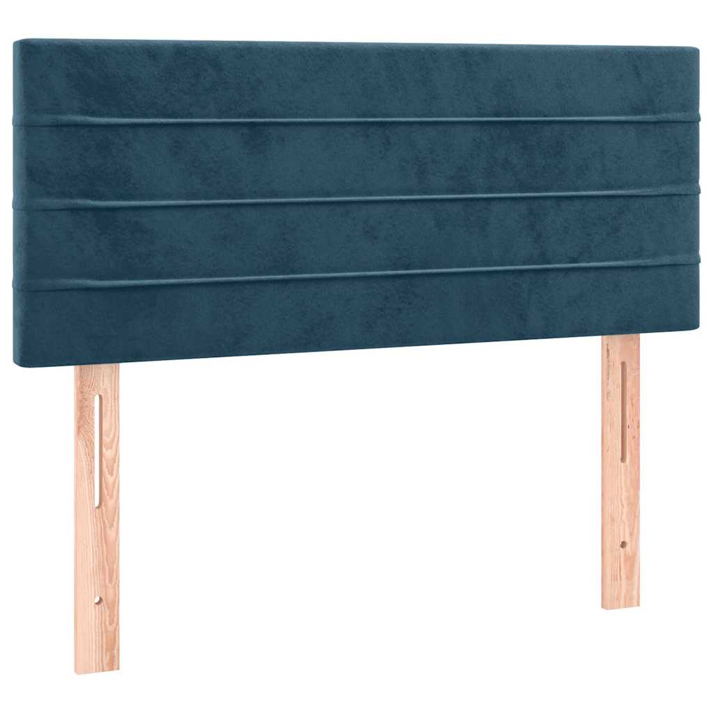 vidaXL Κρεβάτι Boxspring με Στρώμα Σκούρο Μπλε 100x200 εκ. Βελούδινο