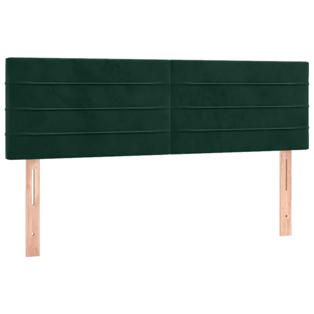 vidaXL Κρεβάτι Boxspring με Στρώμα Σκούρο Πράσινο 140x190εκ. Βελούδινο