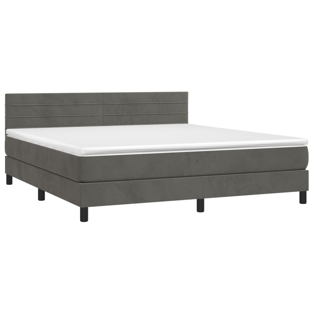 vidaXL Κρεβάτι Boxspring με Στρώμα Σκούρο Γκρι 160x200 εκ. Βελούδινο