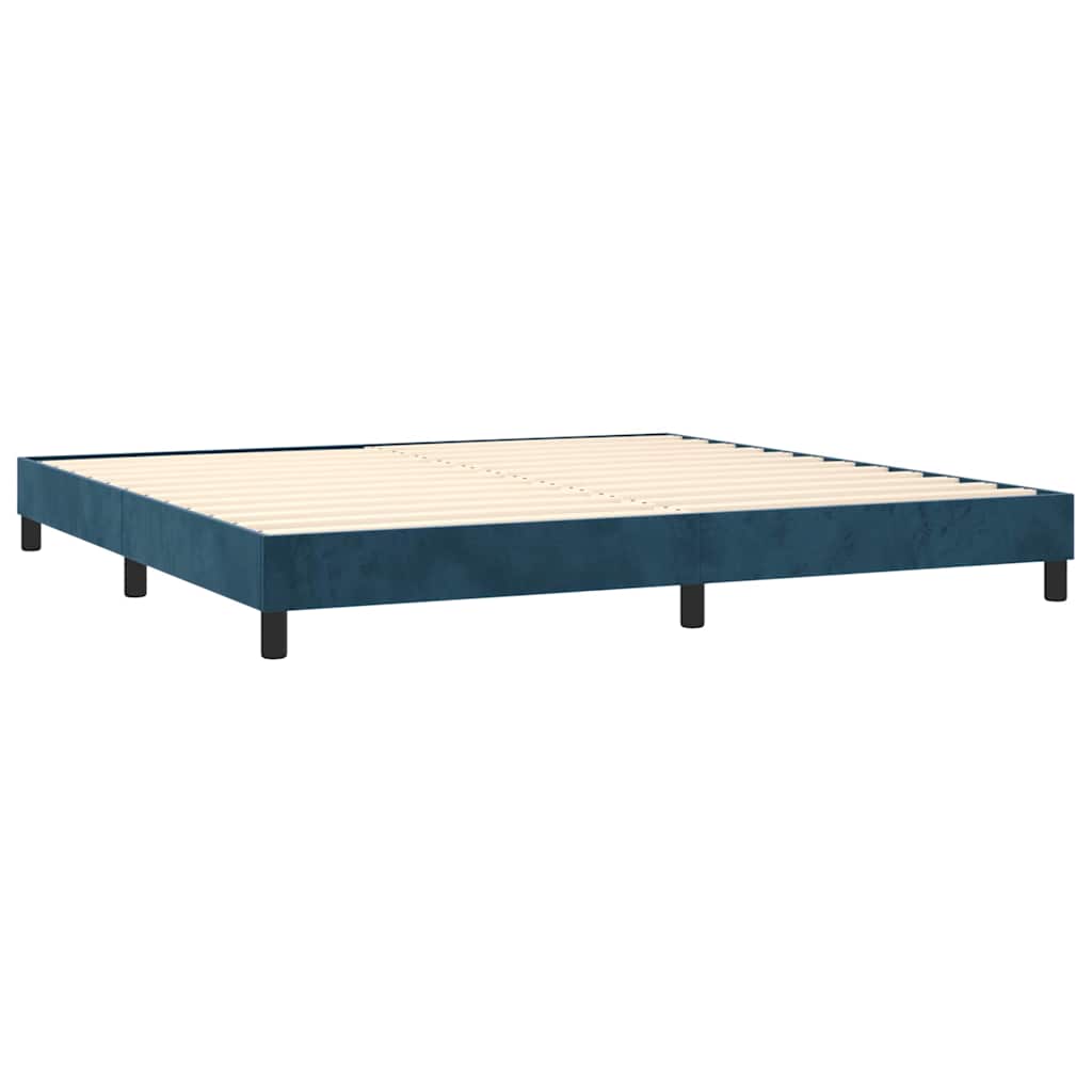 vidaXL Κρεβάτι Boxspring με Στρώμα Σκούρο Μπλε 200x200 εκ. Βελούδινο