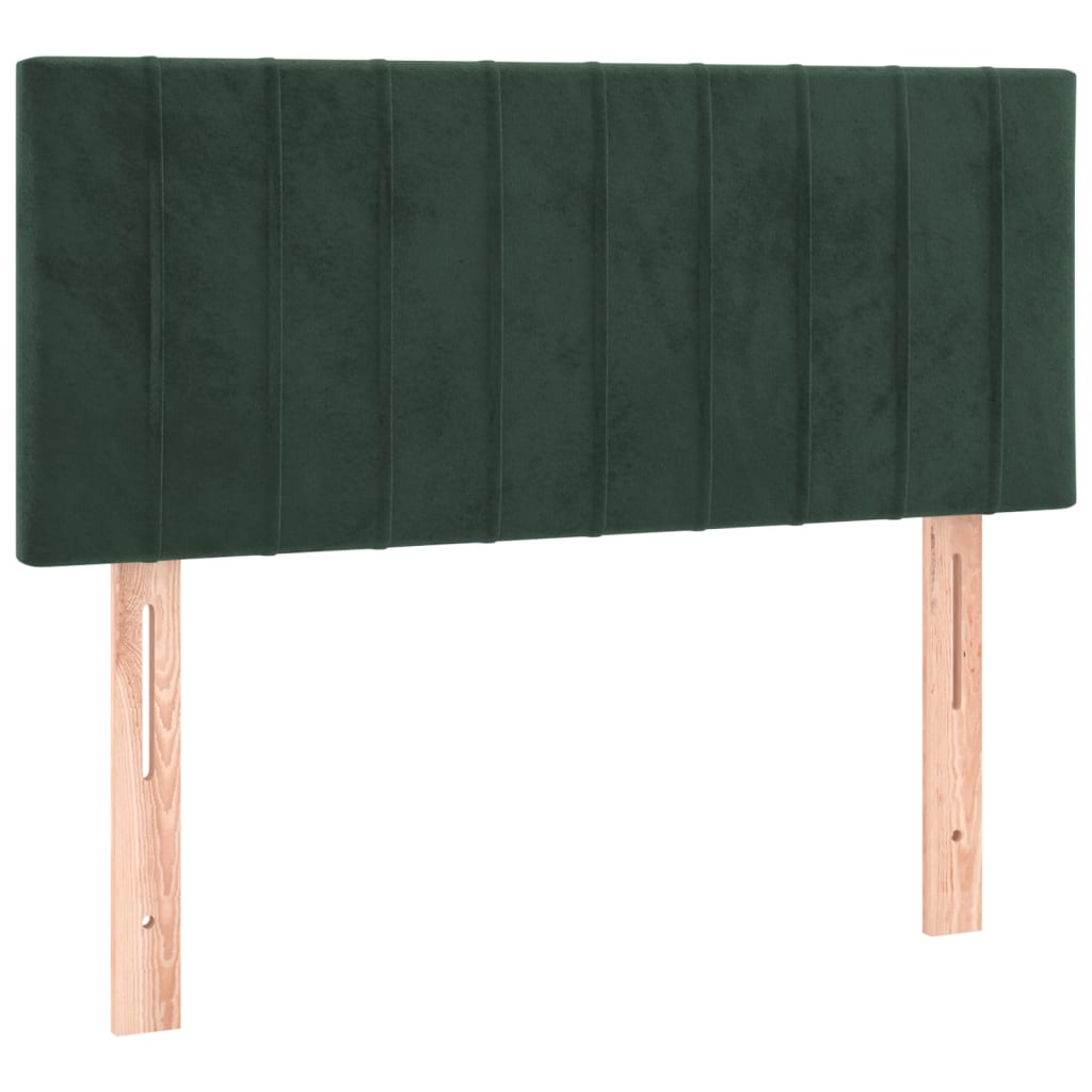 vidaXL Κρεβάτι Boxspring με Στρώμα Σκούρο Πράσινο 90x190 εκ. Βελούδινο