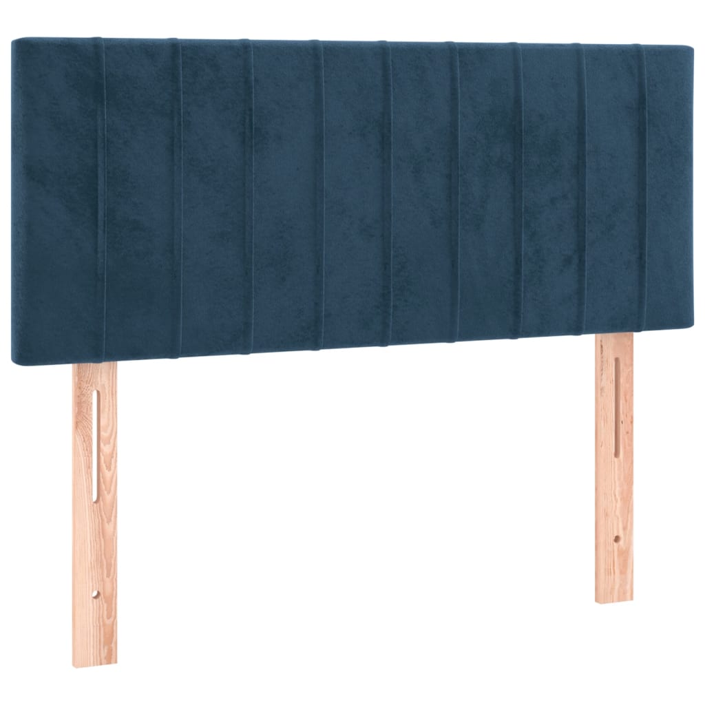 vidaXL Κρεβάτι Boxspring με Στρώμα Σκούρο Μπλε 90x200 εκ. Βελούδινο
