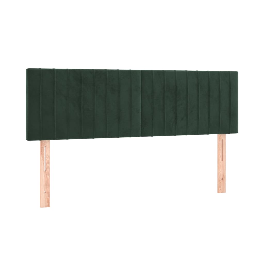 vidaXL Κρεβάτι Boxspring με Στρώμα Σκούρο Πράσινο 140x190εκ. Βελούδινο