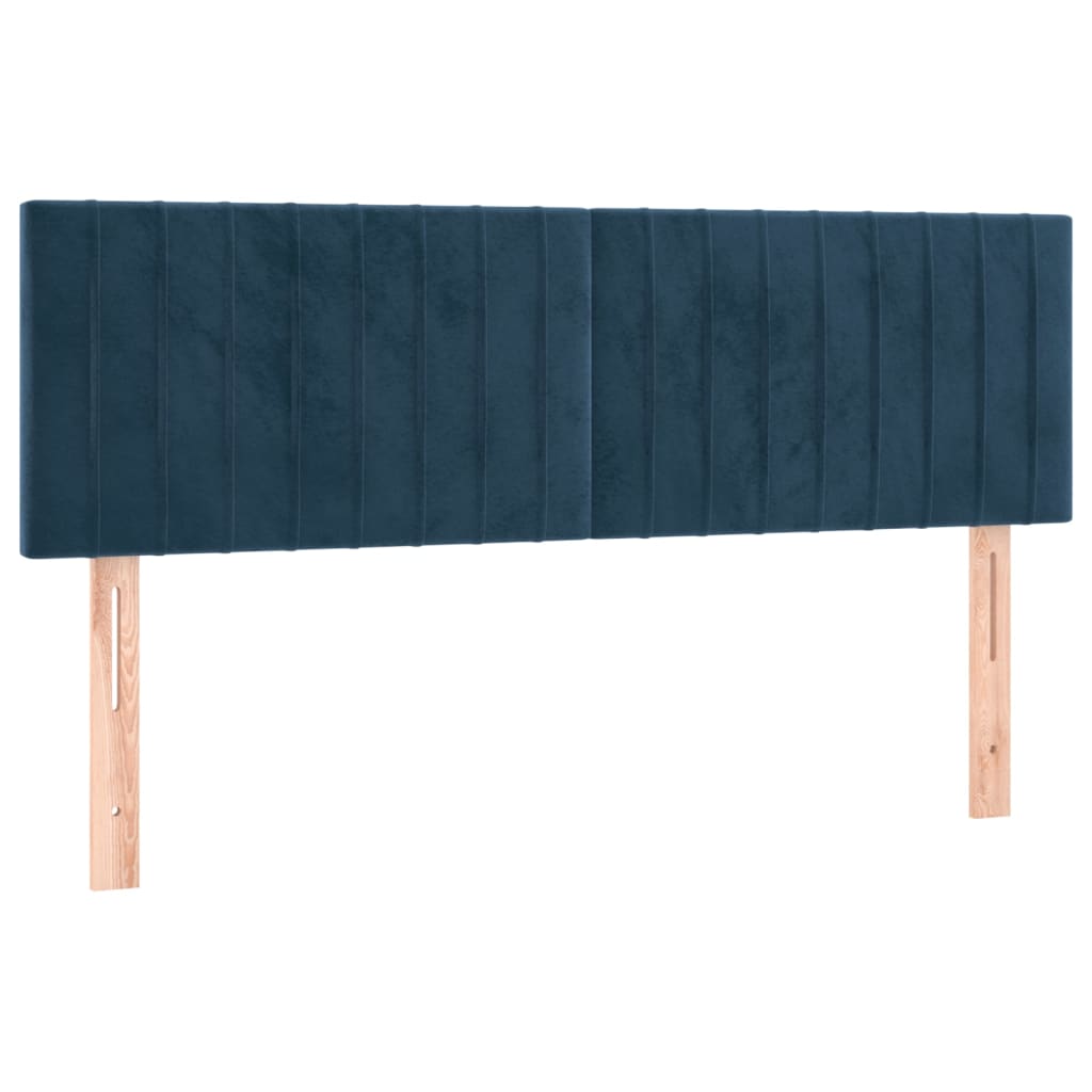 vidaXL Κρεβάτι Boxspring με Στρώμα Σκούρο Μπλε 140x190 εκ. Βελούδινο