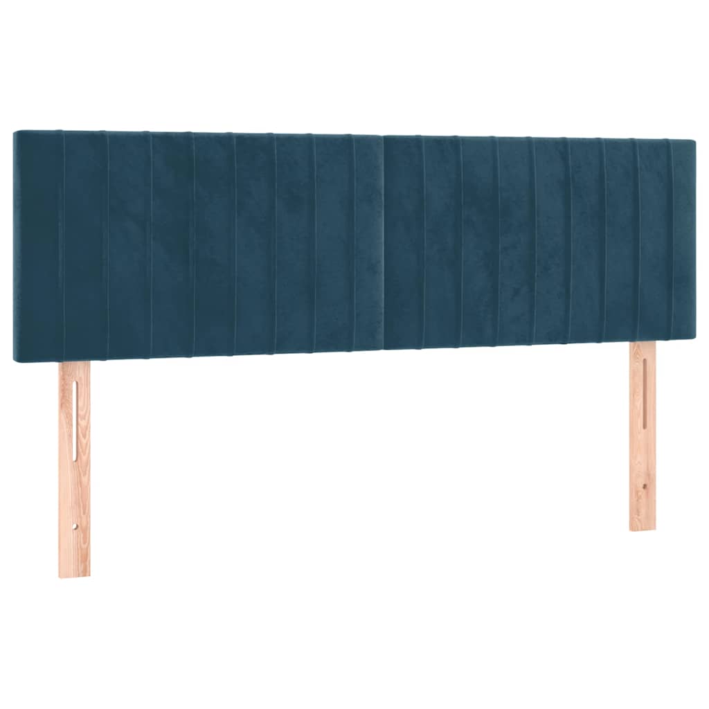 vidaXL Κρεβάτι Boxspring με Στρώμα Σκούρο Μπλε 140x200 εκ. Βελούδινο