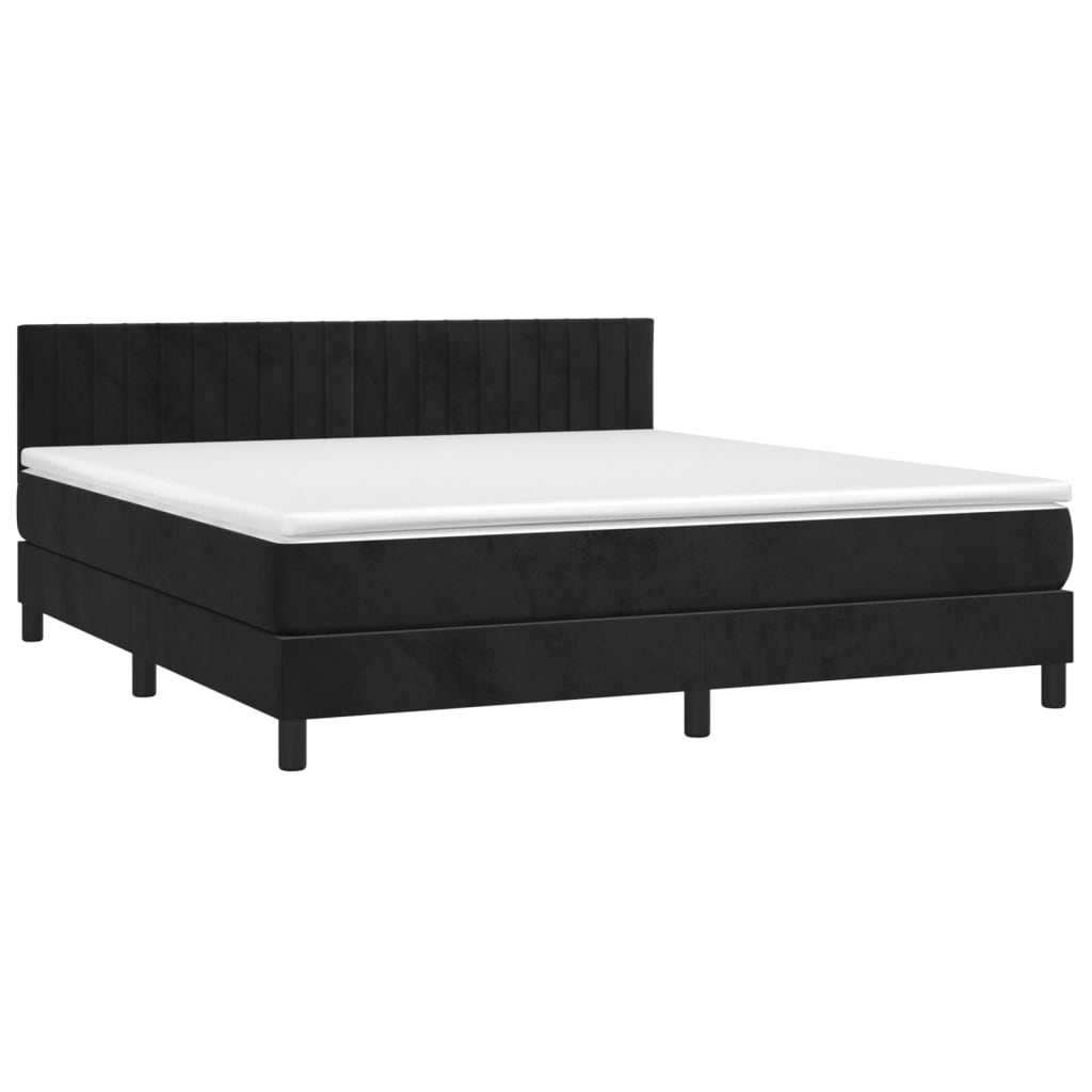 vidaXL Κρεβάτι Boxspring με Στρώμα Μαύρο 160x200 εκ. Βελούδινο