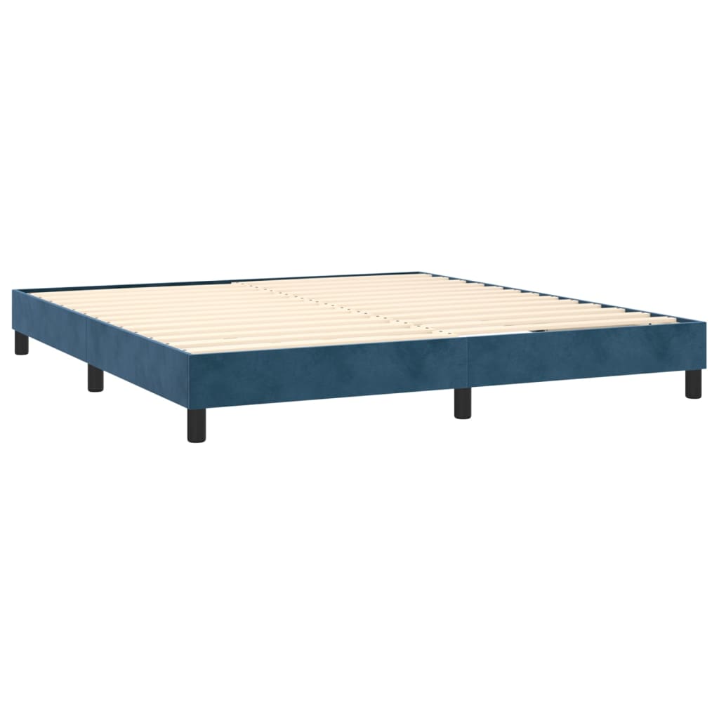 vidaXL Κρεβάτι Boxspring με Στρώμα Σκούρο Μπλε 160x200 εκ. Βελούδινο