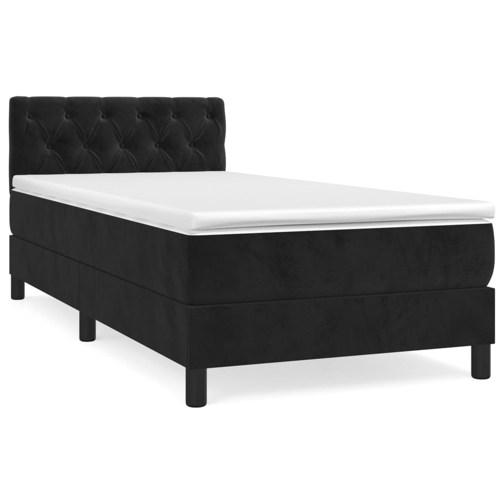 vidaXL Κρεβάτι Boxspring με Στρώμα Μαύρο 80 x 200 εκ. Βελούδινο