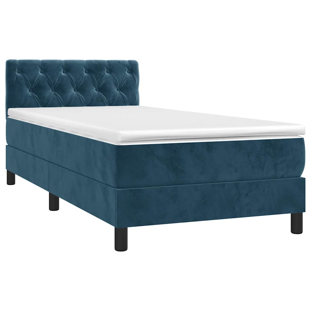 vidaXL Κρεβάτι Boxspring με Στρώμα Σκούρο Μπλε 80 x 200 εκ. Βελούδινο