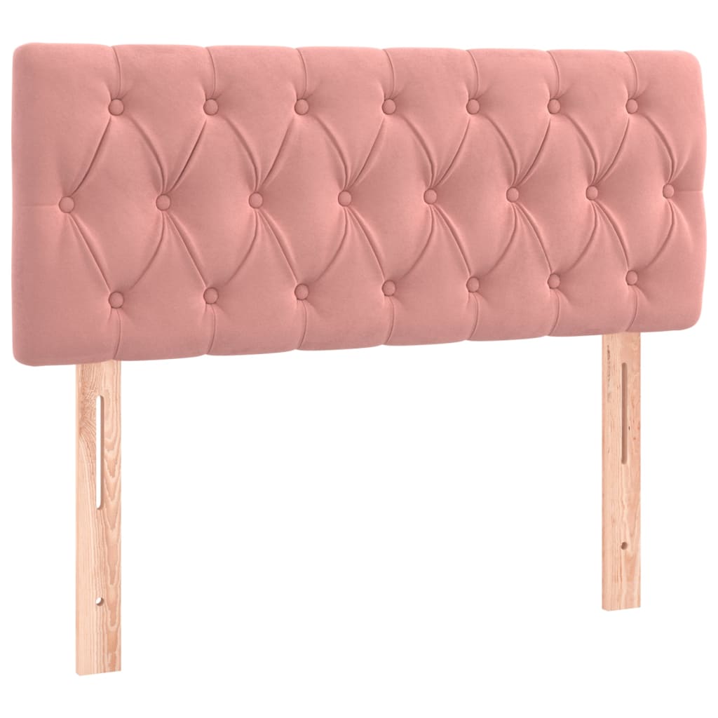 vidaXL Κρεβάτι Boxspring με Στρώμα Ροζ 90x200 εκ. Βελούδινο