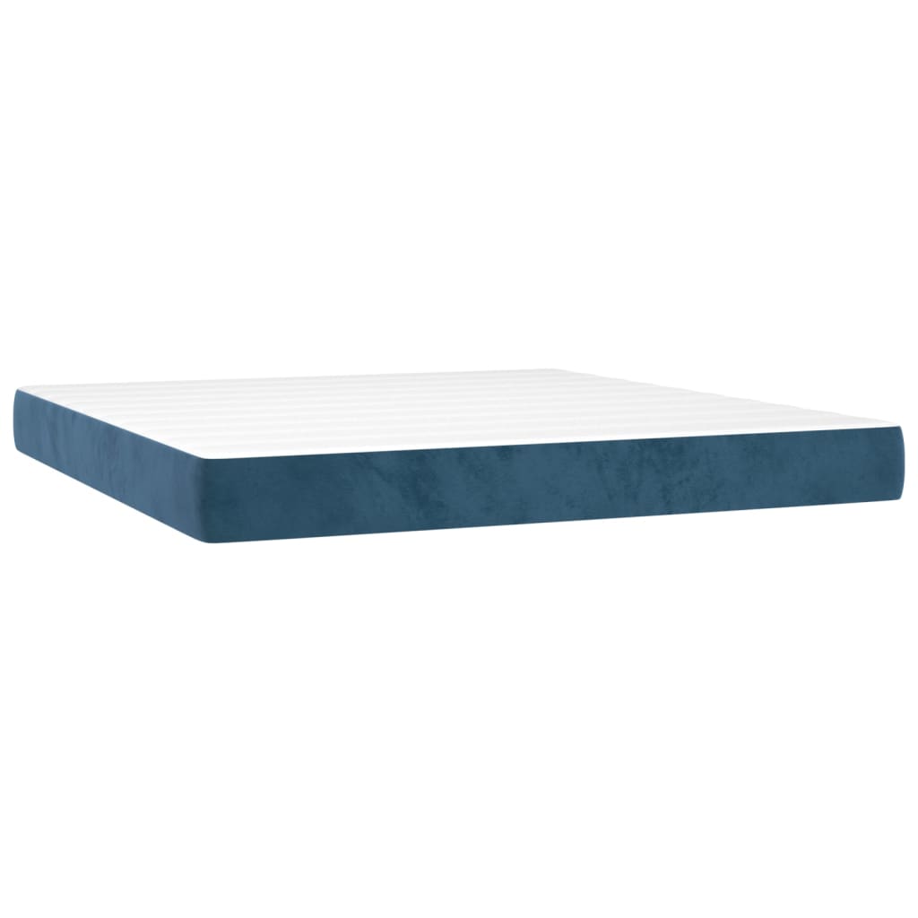 vidaXL Κρεβάτι Boxspring με Στρώμα Σκούρο Μπλε 160x200 εκ. Βελούδινο