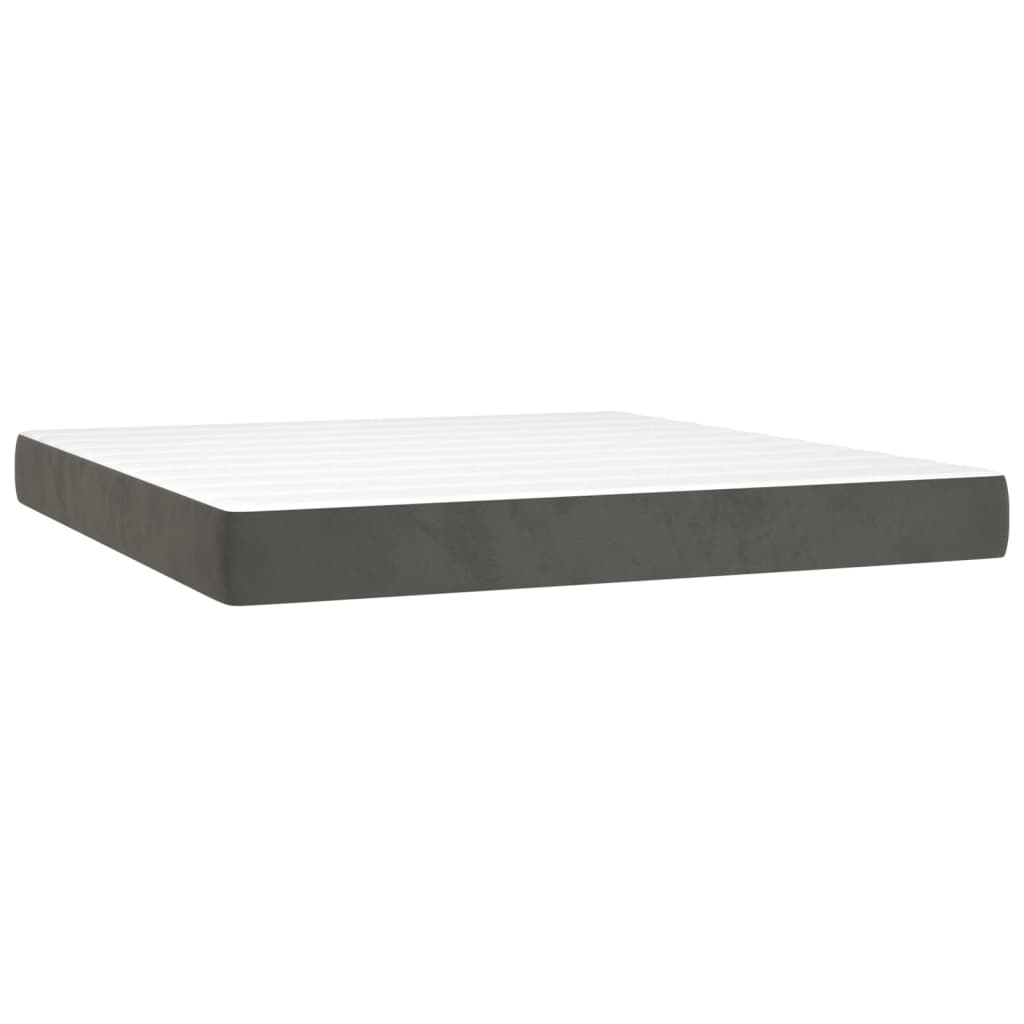 vidaXL Κρεβάτι Boxspring με Στρώμα Σκούρο Γκρι 200x200 εκ. Βελούδινο