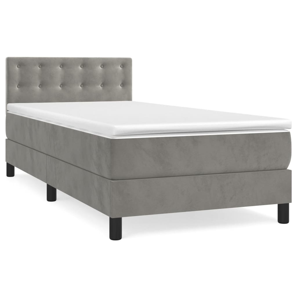 vidaXL Κρεβάτι Boxspring με Στρώμα Ανοιχτό Γκρι 80x200 εκ. Βελούδινο