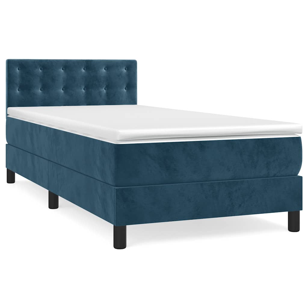 vidaXL Κρεβάτι Boxspring με Στρώμα Σκούρο Μπλε 80 x 200 εκ. Βελούδινο