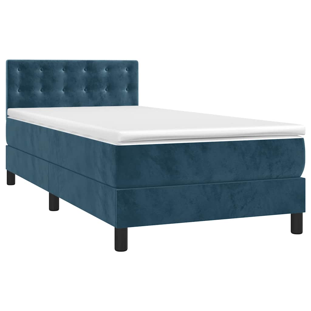 vidaXL Κρεβάτι Boxspring με Στρώμα Σκούρο Μπλε 80 x 200 εκ. Βελούδινο