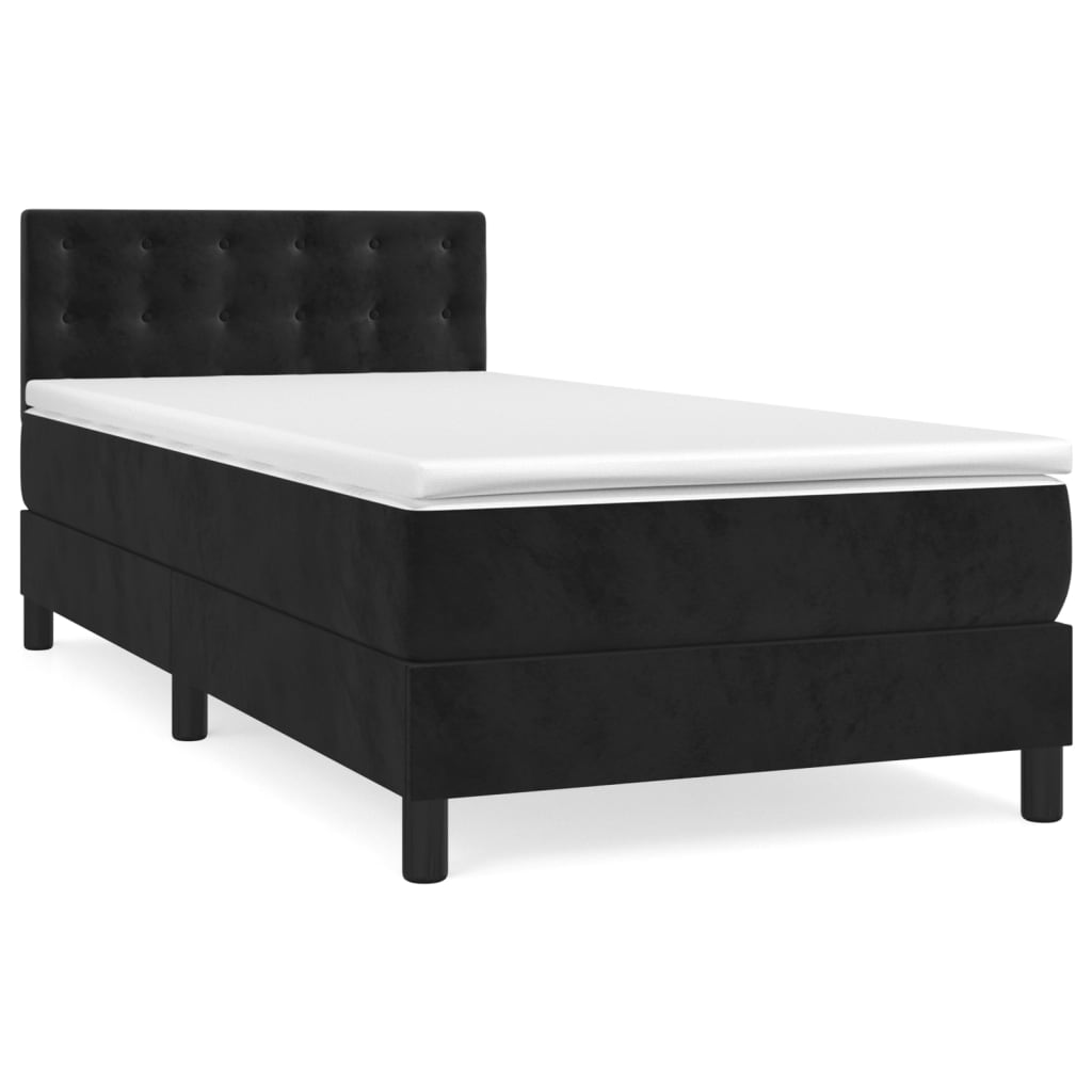 vidaXL Κρεβάτι Boxspring με Στρώμα Μαύρο 100x200 εκ. Βελούδινο