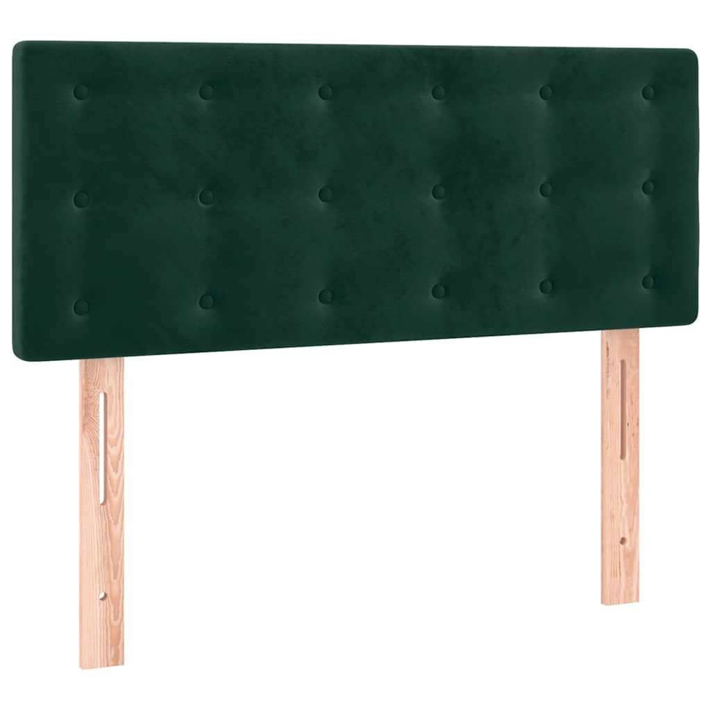 vidaXL Κρεβάτι Boxspring με Στρώμα Σκούρο Πράσινο 100x200εκ. Βελούδινο