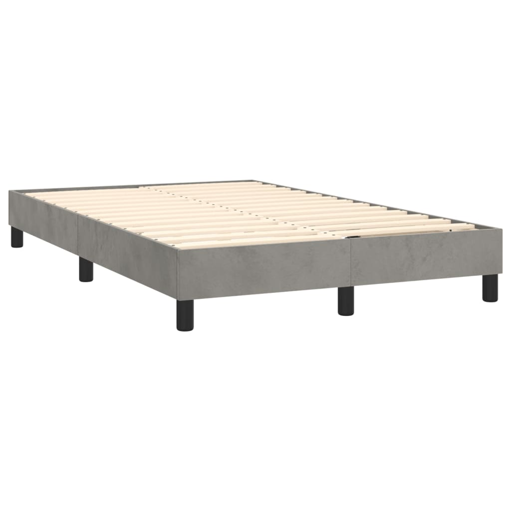 vidaXL Κρεβάτι Boxspring με Στρώμα Ανοιχτό Γκρι 120x200 εκ. Βελούδινο