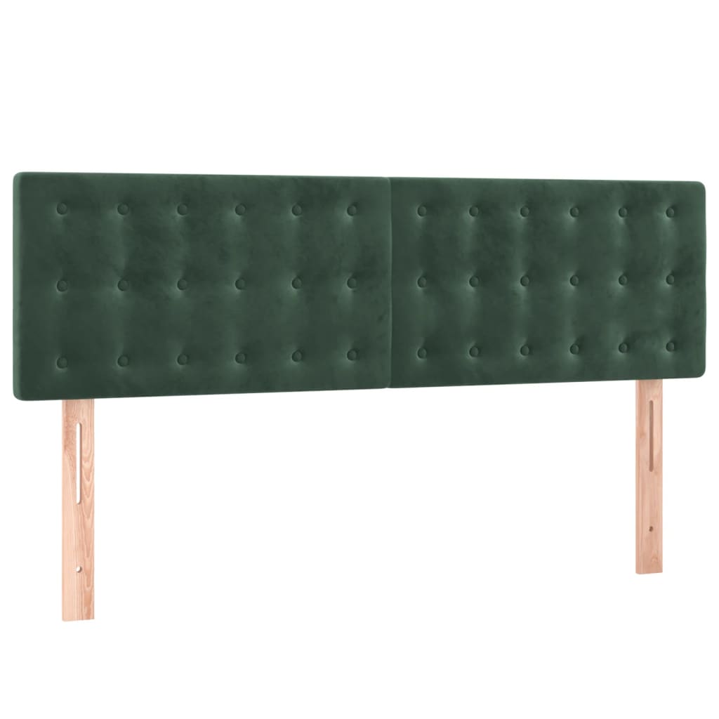 vidaXL Κρεβάτι Boxspring με Στρώμα Σκούρο Πράσινο 140x190εκ. Βελούδινο