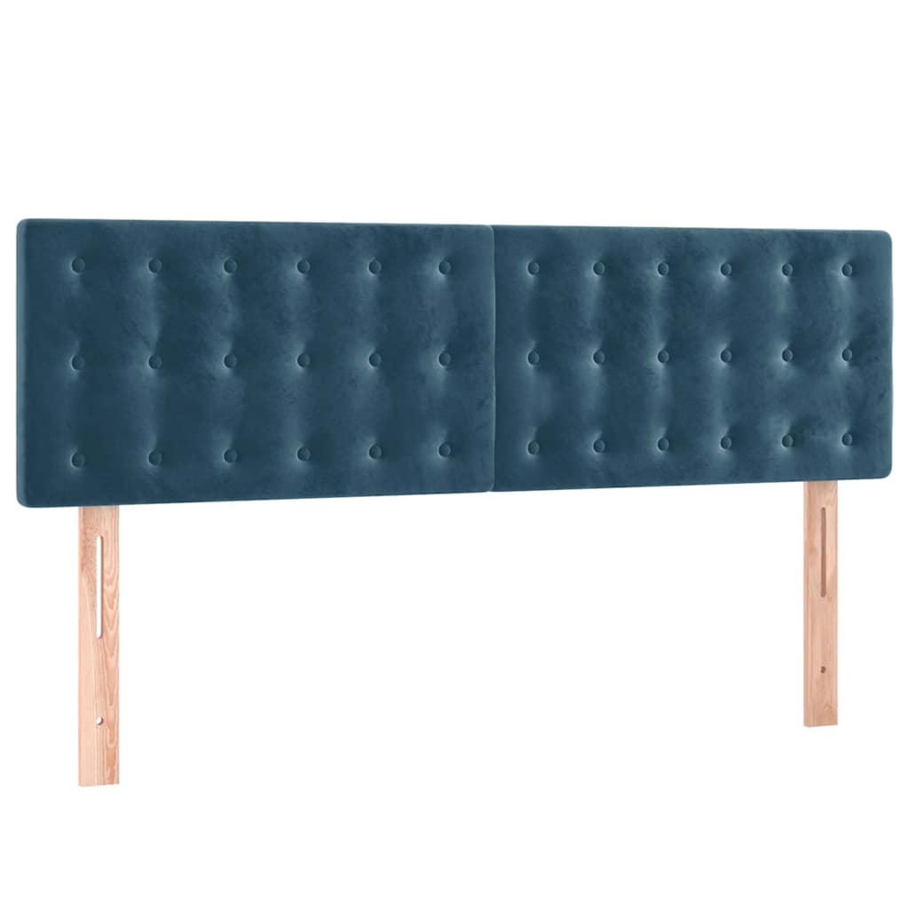 vidaXL Κρεβάτι Boxspring με Στρώμα Σκούρο Μπλε 140x190 εκ. Βελούδινο