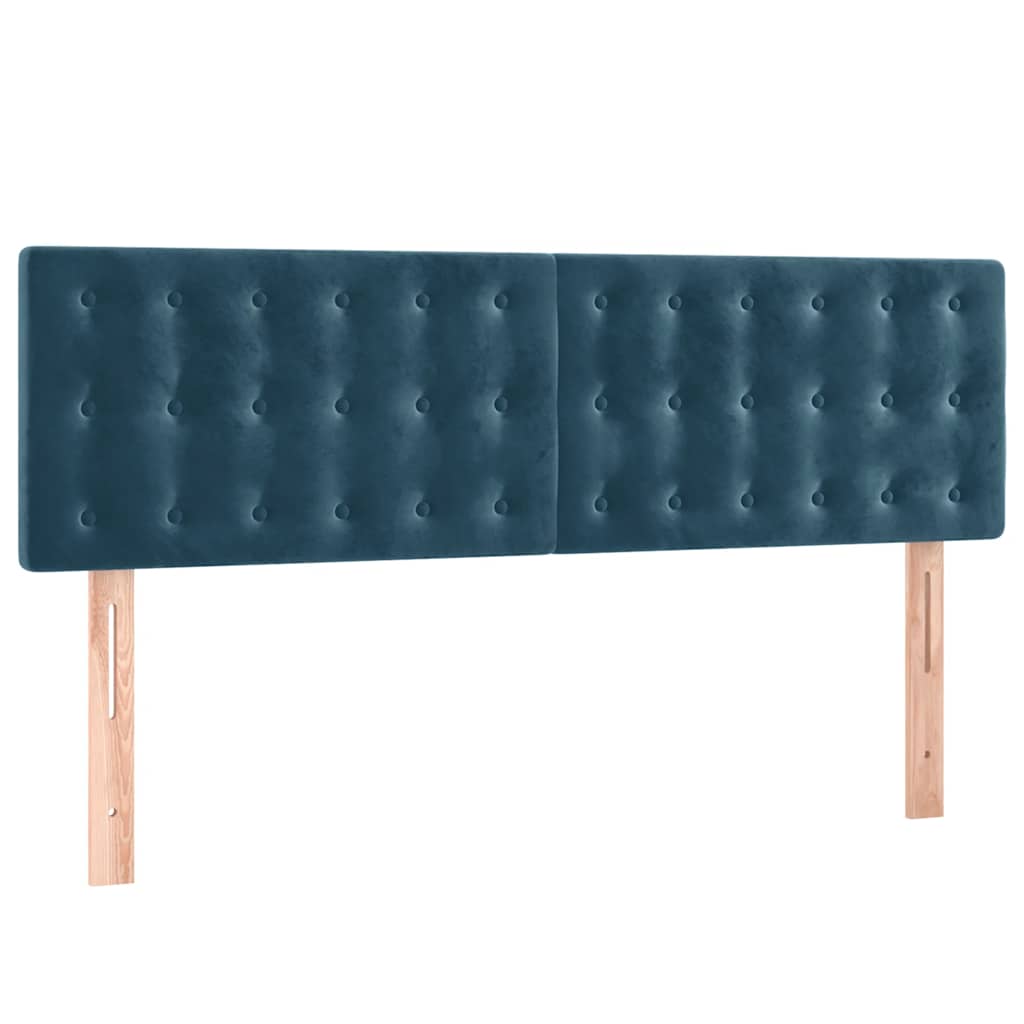 vidaXL Κρεβάτι Boxspring με Στρώμα Σκούρο Μπλε 140x200 εκ. Βελούδινο