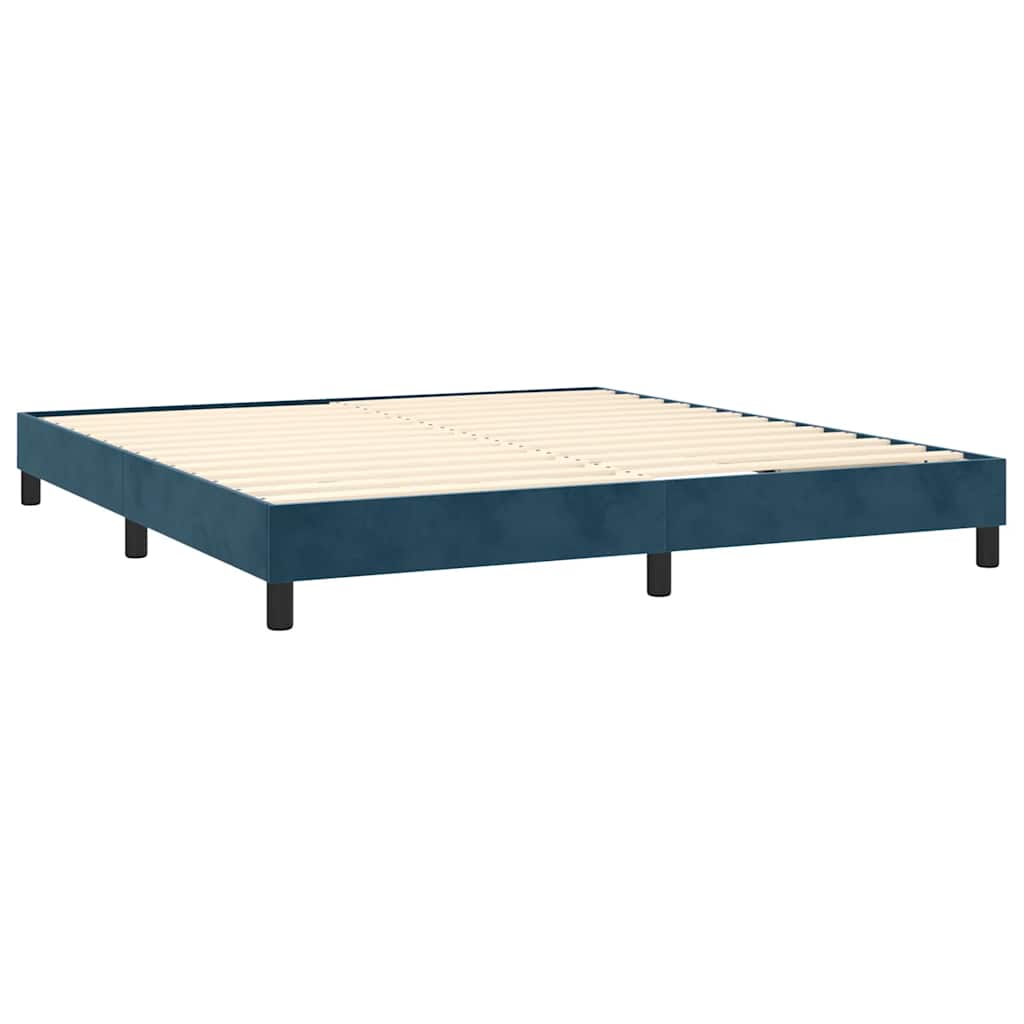 vidaXL Κρεβάτι Boxspring με Στρώμα Σκούρο Μπλε 160x200 εκ. Βελούδινο