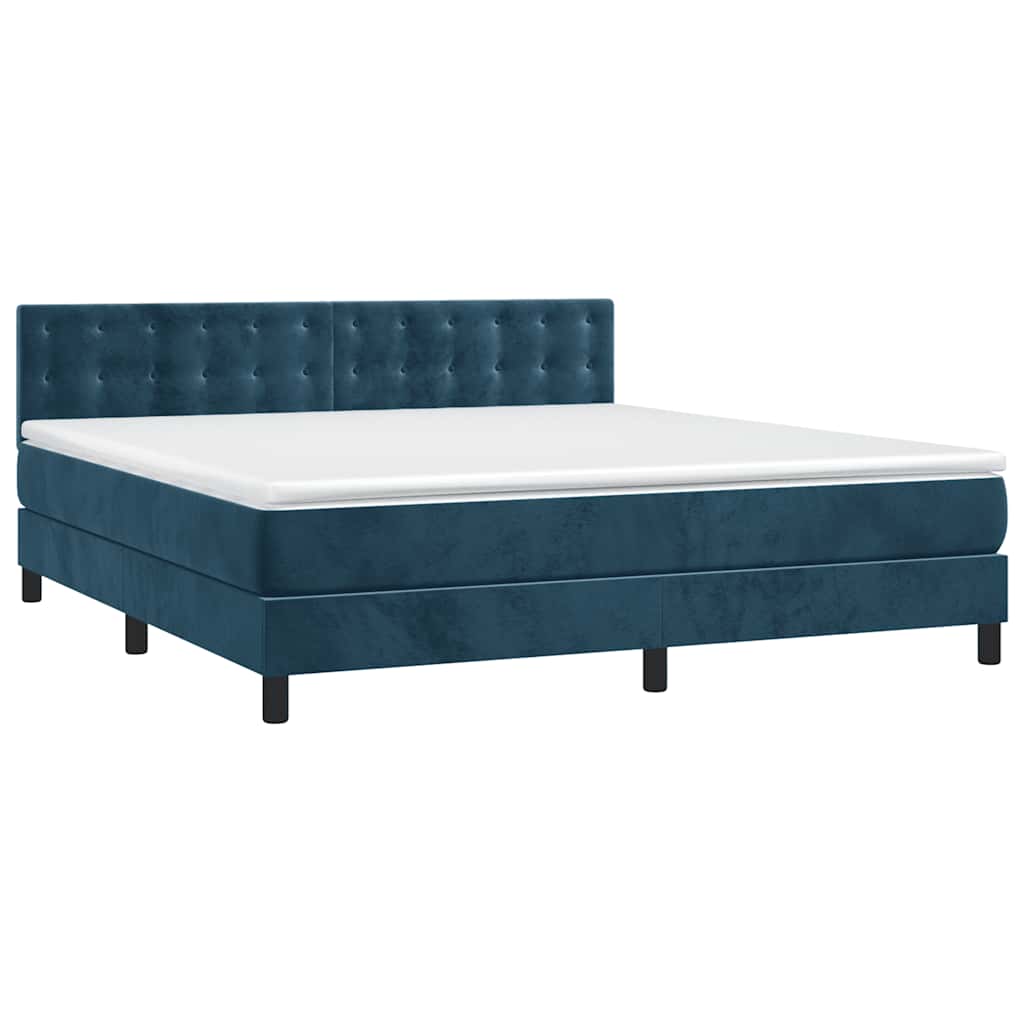 vidaXL Κρεβάτι Boxspring με Στρώμα Σκούρο Μπλε 180x200 εκ. Βελούδινο