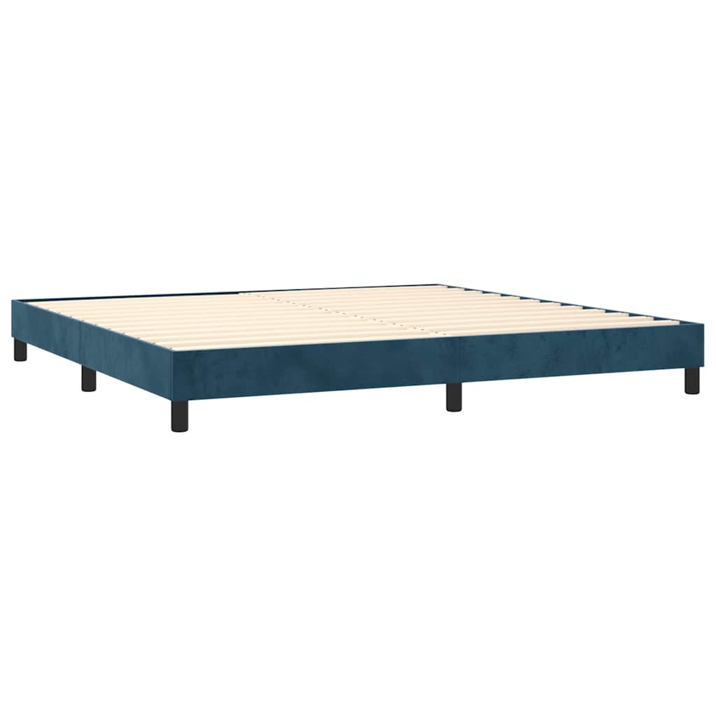 vidaXL Κρεβάτι Boxspring με Στρώμα Σκούρο Μπλε 200x200 εκ. Βελούδινο