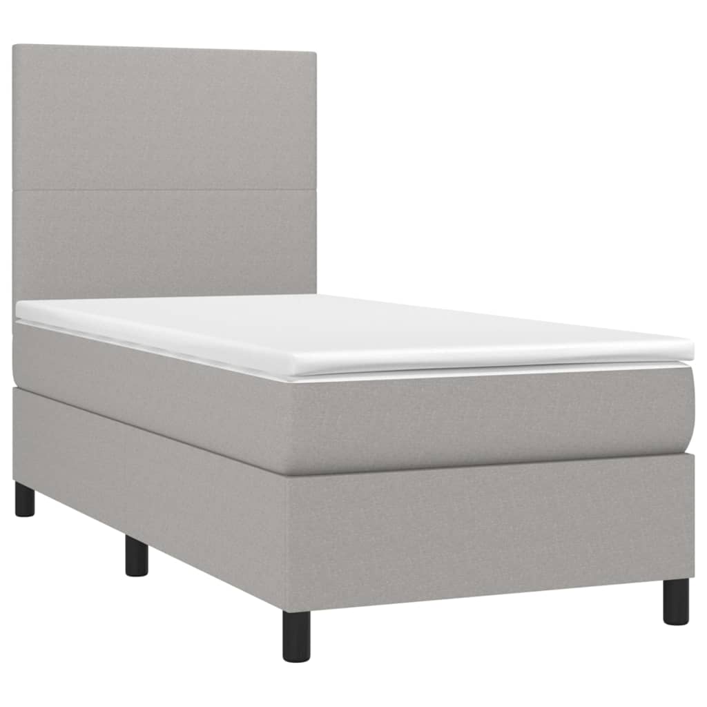 vidaXL Κρεβάτι Boxspring με Στρώμα Ανοιχτό Γκρι 80x200 εκ. Υφασμάτινο
