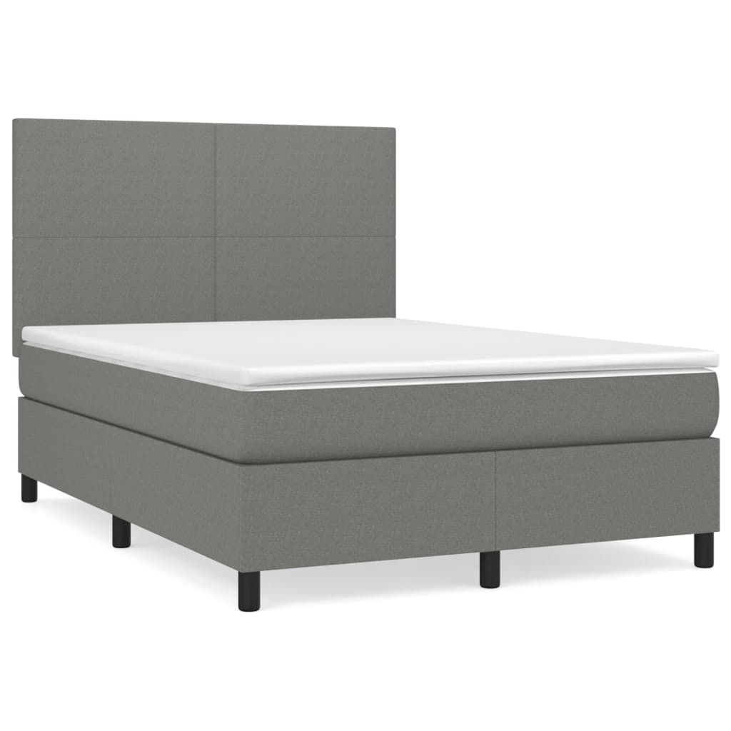 vidaXL Κρεβάτι Boxspring με Στρώμα Σκούρο Γκρι 140x200 εκ Υφασμάτινο