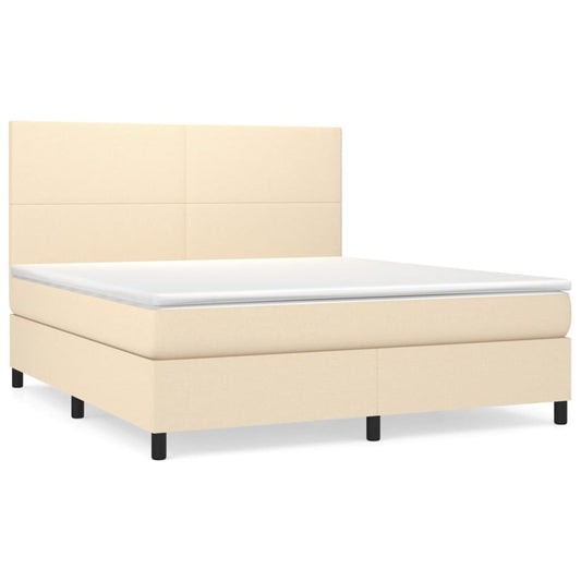 vidaXL Κρεβάτι Boxspring με Στρώμα Κρεμ 160x200 εκ. Υφασμάτινο