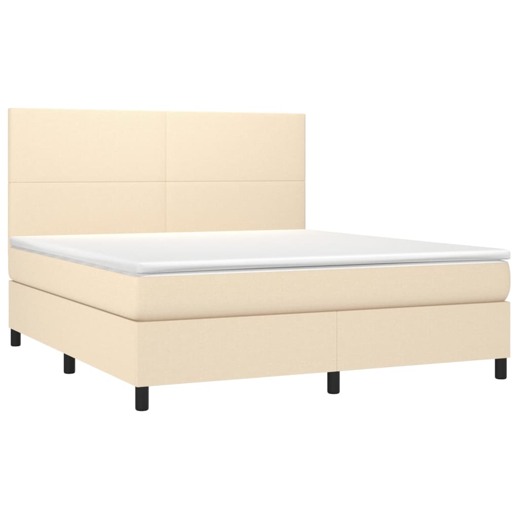 vidaXL Κρεβάτι Boxspring με Στρώμα Κρεμ 160x200 εκ. Υφασμάτινο