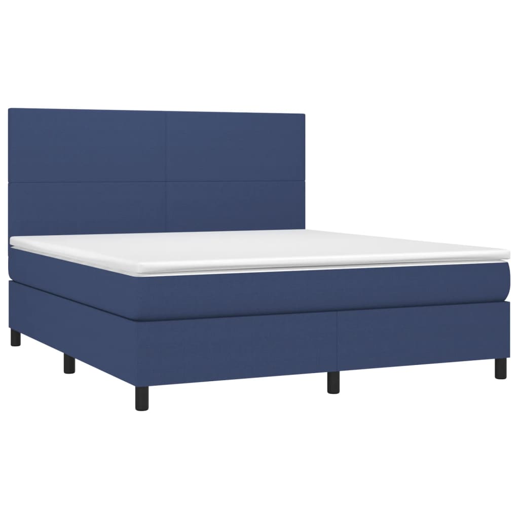 vidaXL Κρεβάτι Boxspring με Στρώμα Μπλε 160x200 εκ. Υφασμάτινο