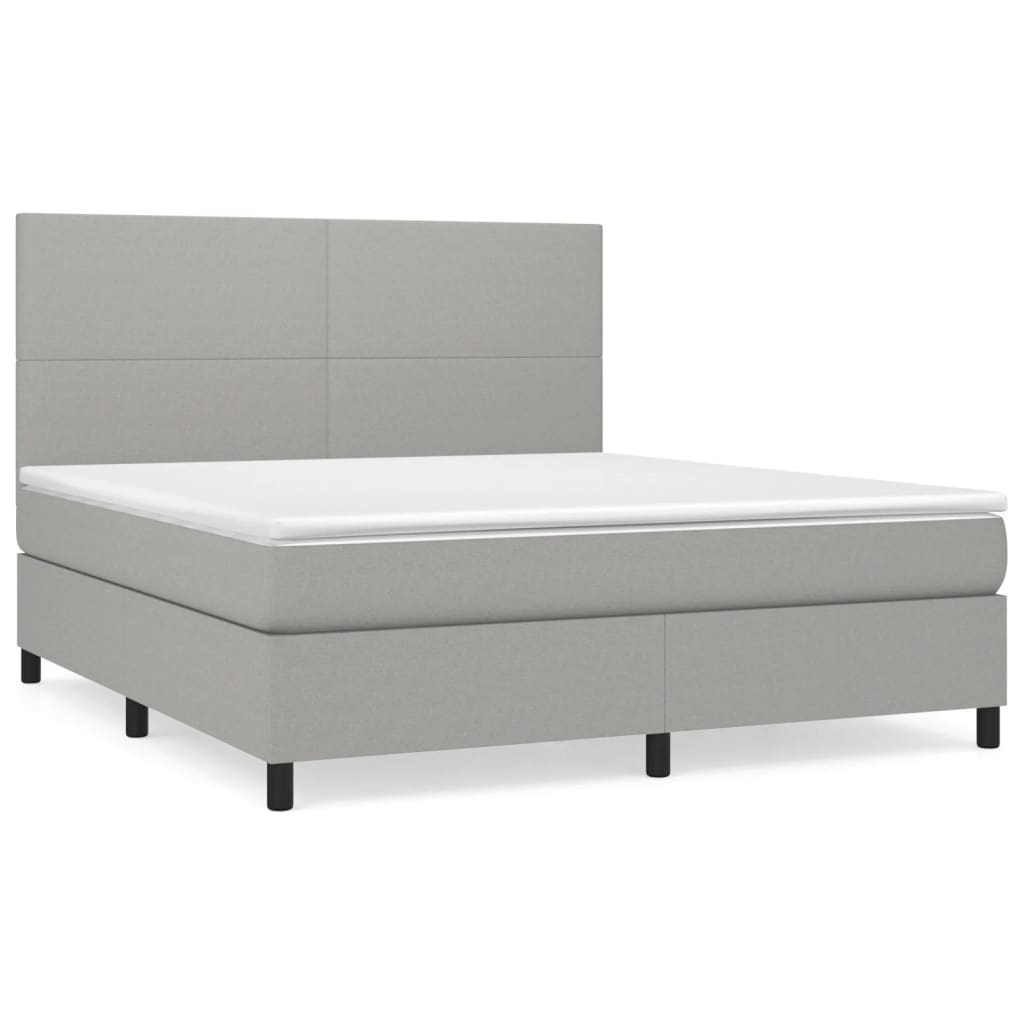 vidaXL Κρεβάτι Boxspring με Στρώμα Ανοιχτό Γκρι 180x200 εκ. Υφασμάτινο