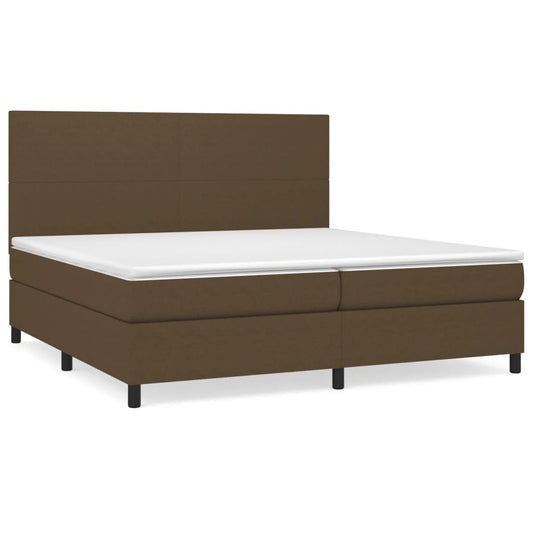 vidaXL Κρεβάτι Boxspring με Στρώμα Σκούρο Καφέ 200x200 εκ. Υφασμάτινο