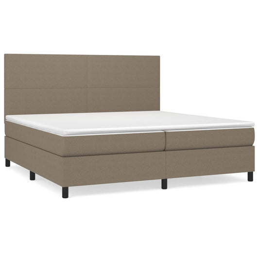 vidaXL Κρεβάτι Boxspring με Στρώμα Taupe 200x200 εκ. Υφασμάτινο